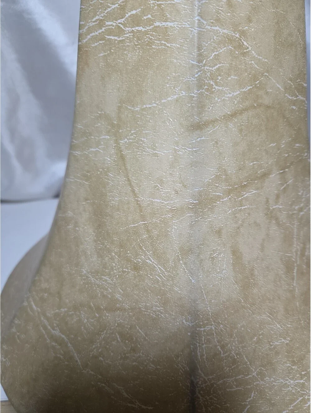 Vintage Faux Leather Tan Bell Lamp Shade Distressed 10.25